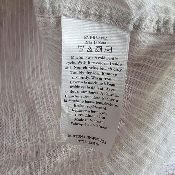 Everlane Shirt Mens M Gray White Linen Button Down Striped Pocket Preppy Casual - Picture 6 of 8